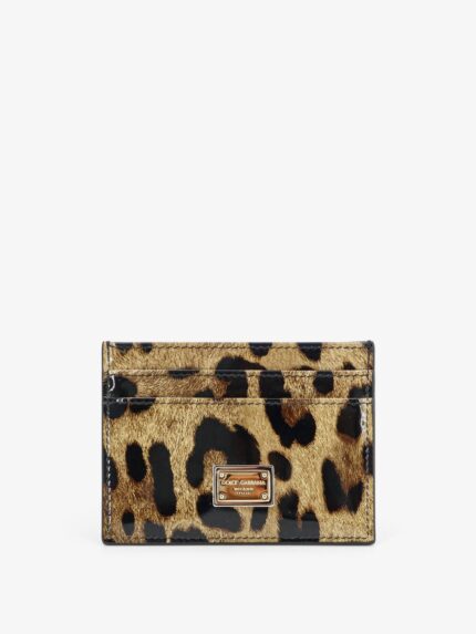 Dolce & Gabbana Patent Leather Card Holder With Animal Print