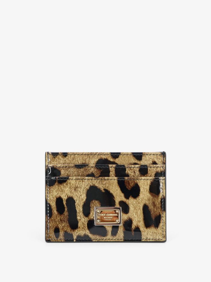 Dolce & Gabbana Patent Leather Card Holder With Animal Print