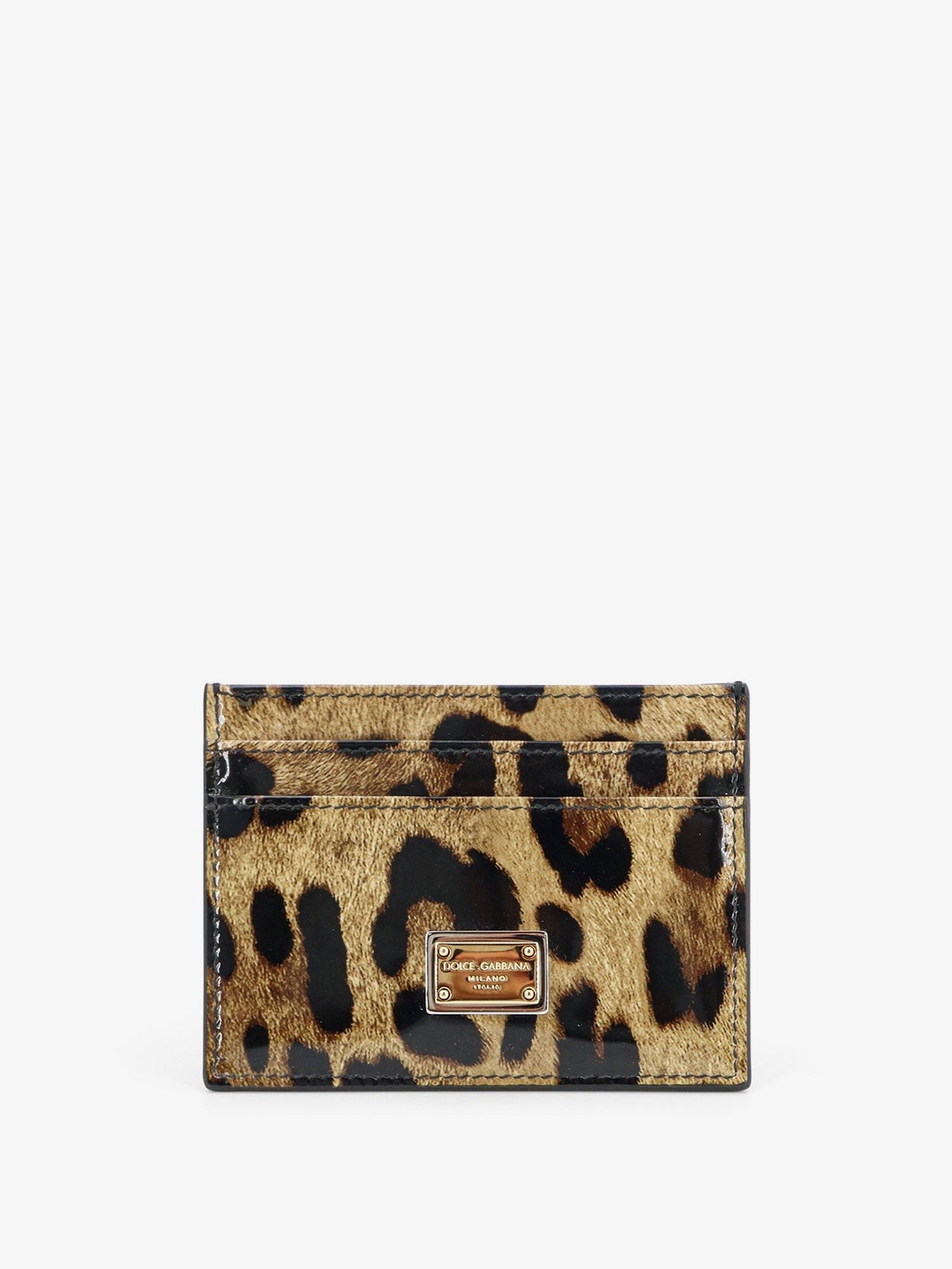 Dolce & Gabbana Patent Leather Card Holder With Animal Print