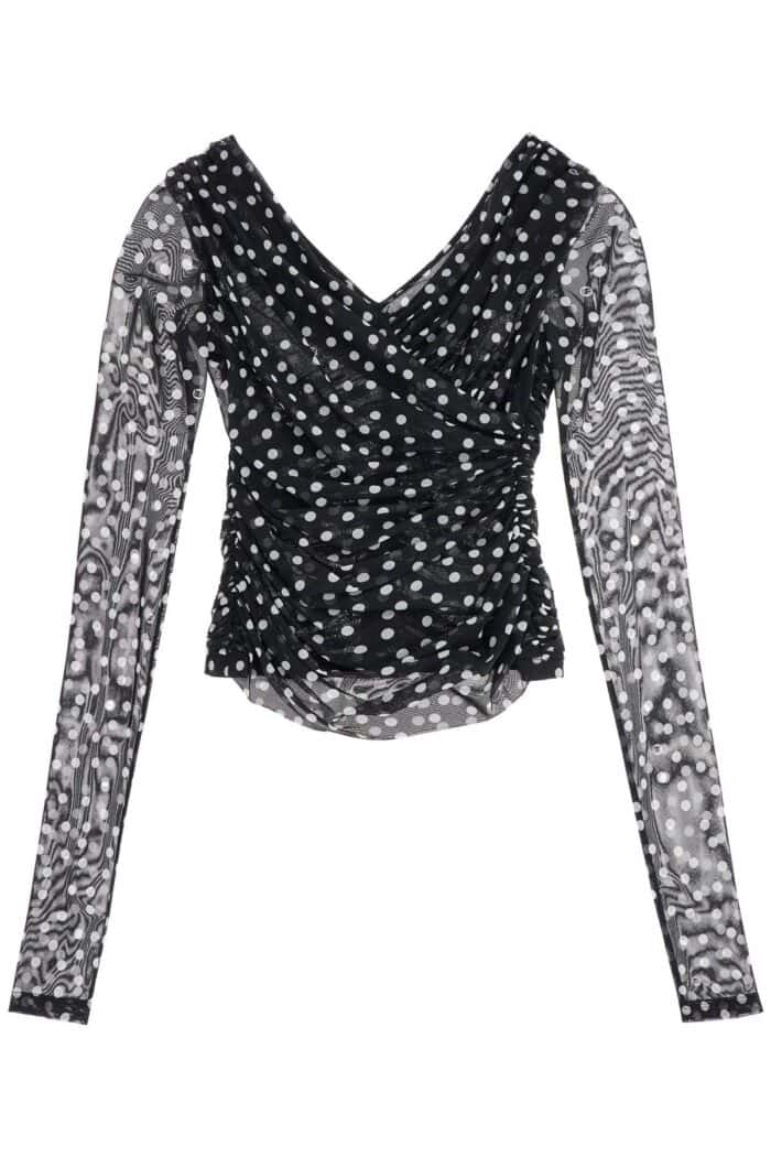 DOLCE & GABBANA Polka Dot Draped Top With