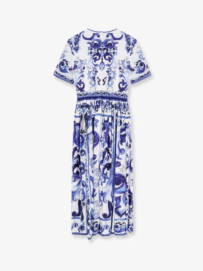 Dolce & Gabbana Poplin Midi Dress With Maiolica Print