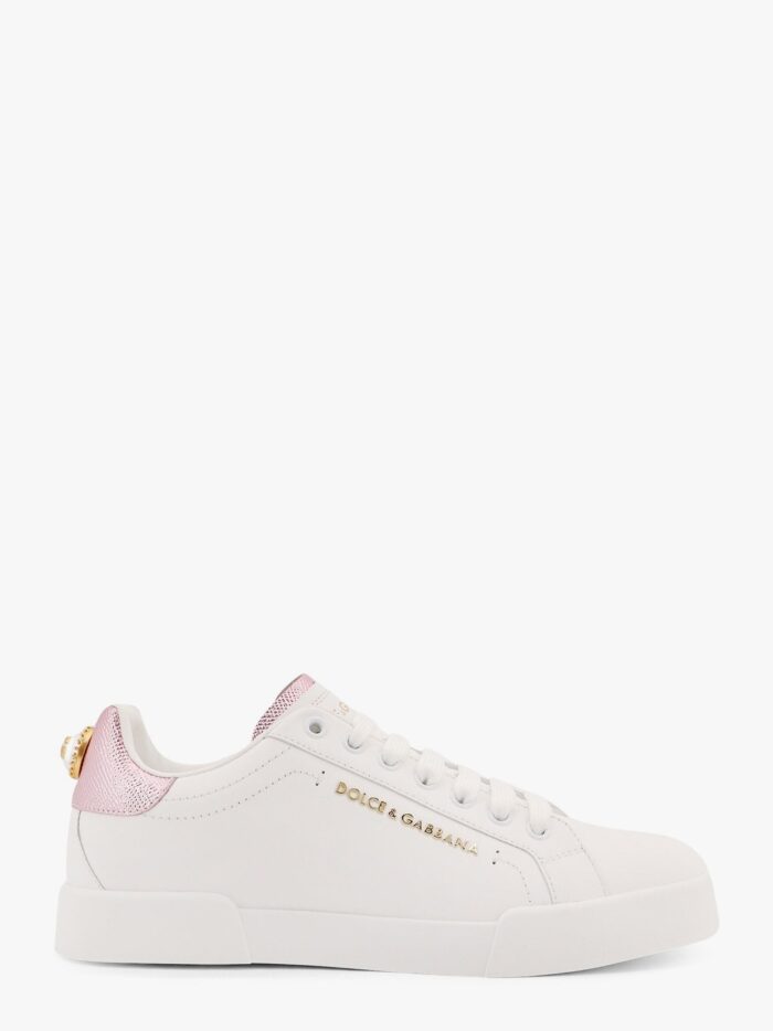 Dolce & Gabbana Portofino Leather Low-top Sneakers With Lateral Lettering Logo