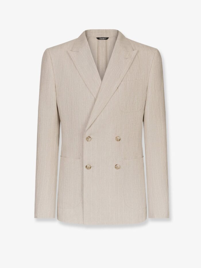 dolce & gabbana portofino linen blazer with striped motif Dolce & Gabbana Portofino Linen Blazer With Striped Motif
