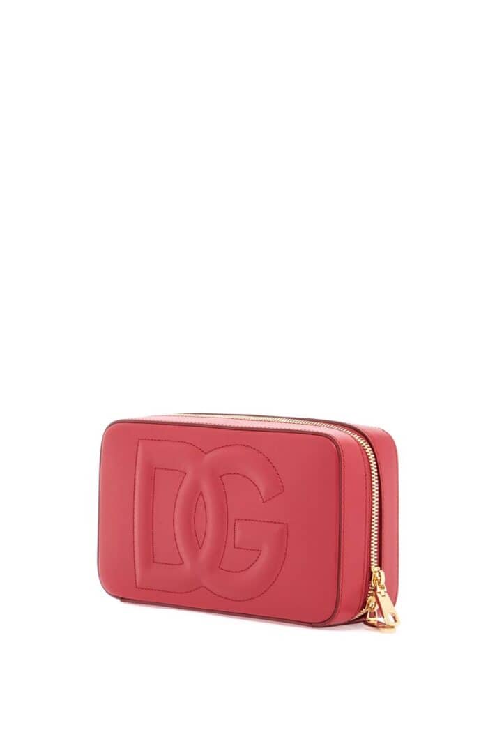 DOLCE & GABBANA Red Calfskin Shoulder Bag With Embossed Logo