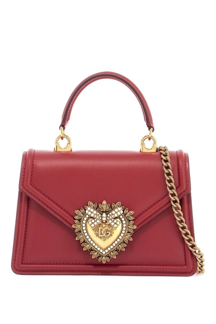 DOLCE & GABBANA Red Poppy Leather Shoulder And Crossbody Bag With Heart Motif