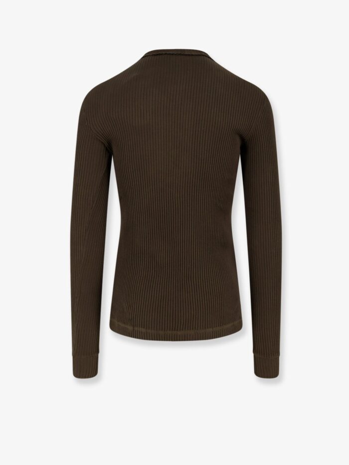 Dolce & Gabbana Ribbed Cotton Sweater With Metal Logo On The Front