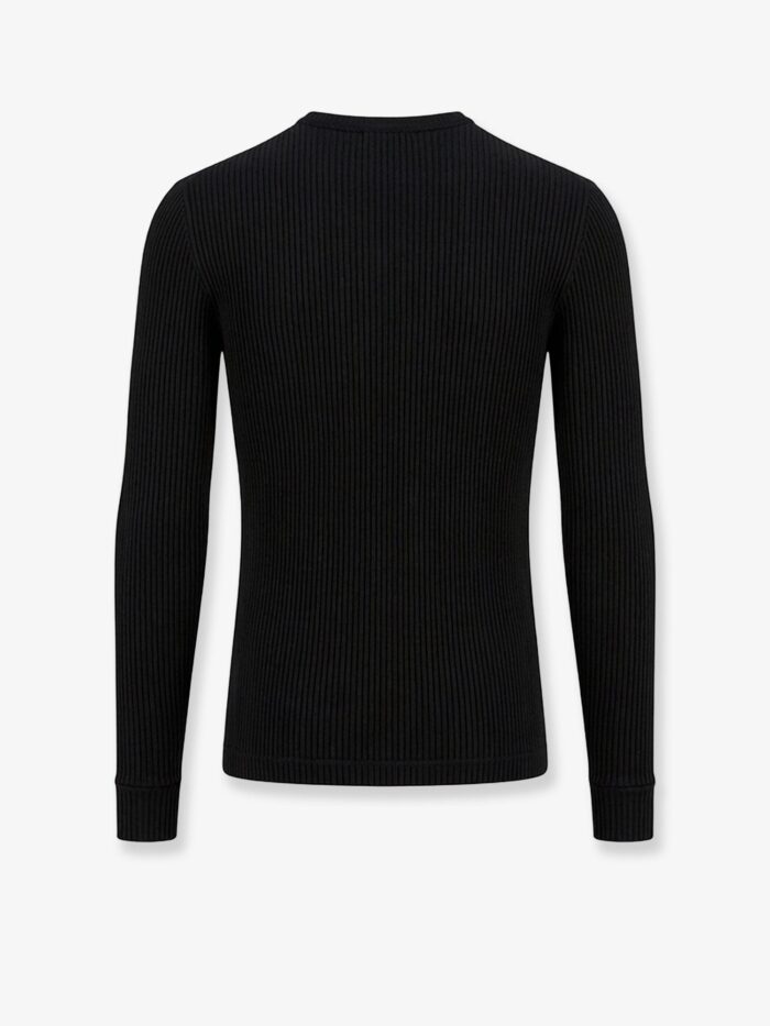 Dolce & Gabbana Ribbed Cotton Sweater With Metal Logo On The Front