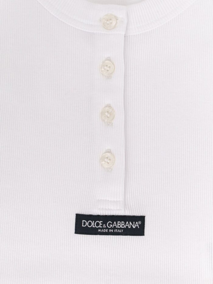 Dolce & Gabbana Ribbed Cotton Tank Top With Front Logo Patch