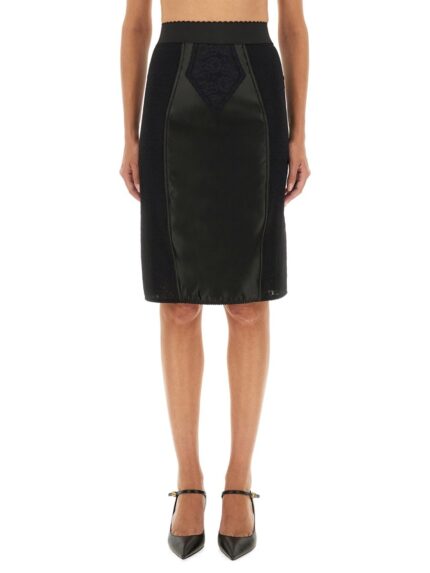 Dolce & Gabbana SATIN AND POWERNET MIDI SKIRT