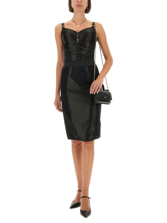 Dolce & Gabbana SATIN AND POWERNET MIDI SKIRT