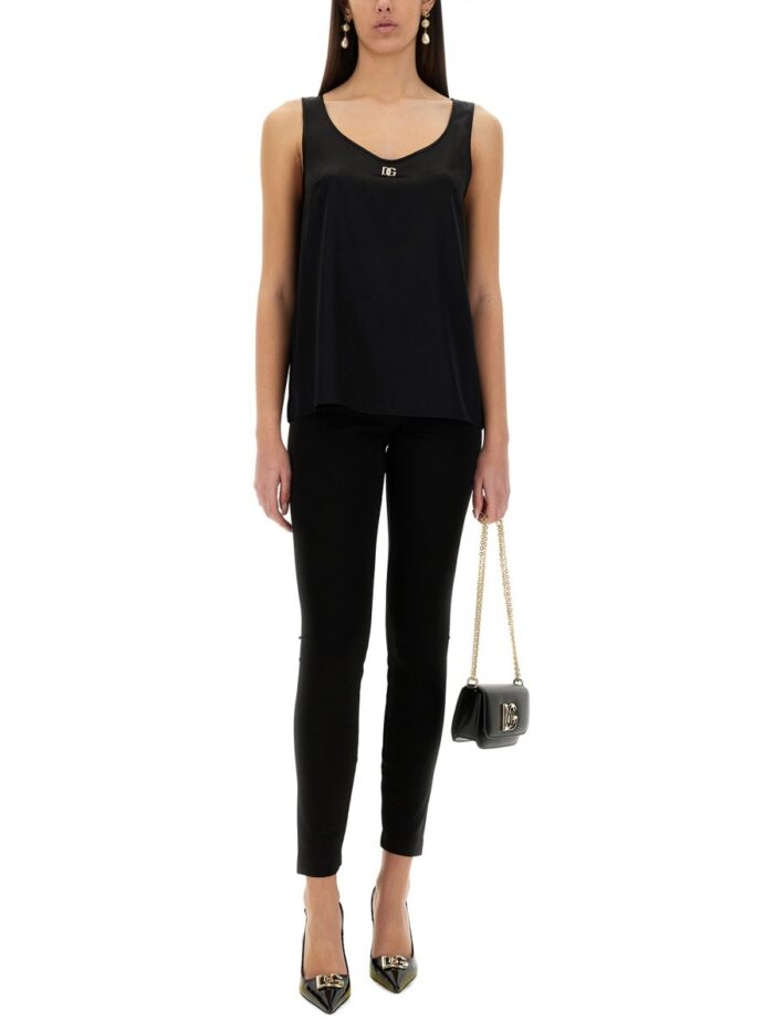 Dolce & Gabbana SATIN CAMISOLE TOP WITH LOGO