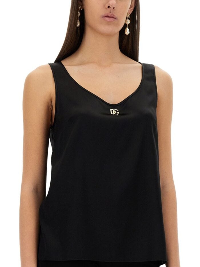 Dolce & Gabbana SATIN CAMISOLE TOP WITH LOGO