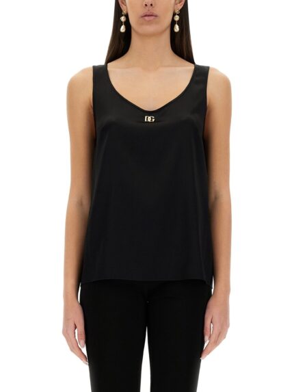 Dolce & Gabbana SATIN CAMISOLE TOP WITH LOGO