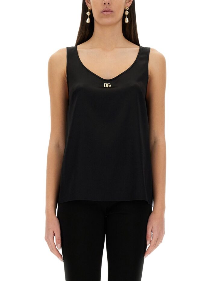 Dolce & Gabbana SATIN CAMISOLE TOP WITH LOGO