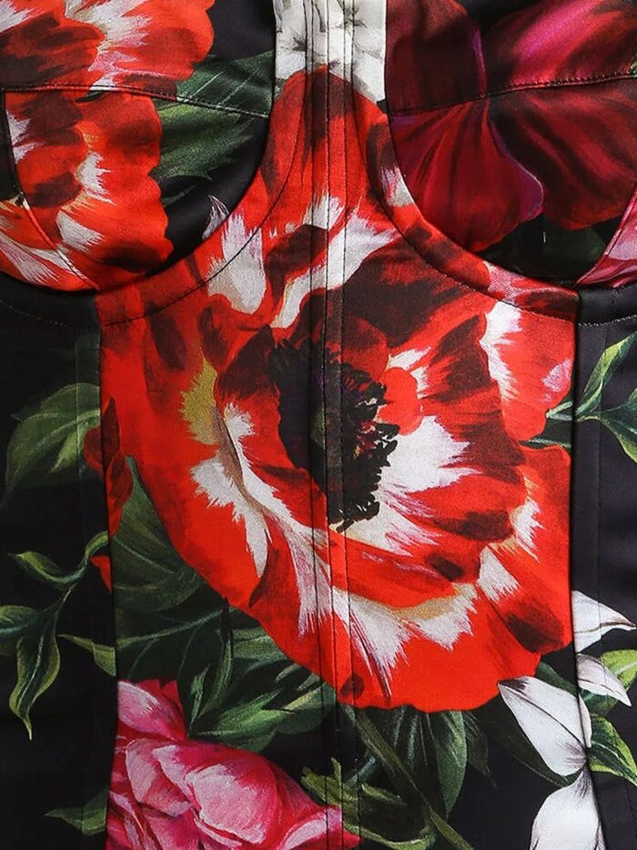 Dolce & Gabbana Satin Dress With Floral Print