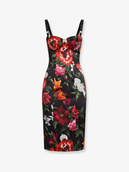 Dolce & Gabbana Satin Dress With Floral Print