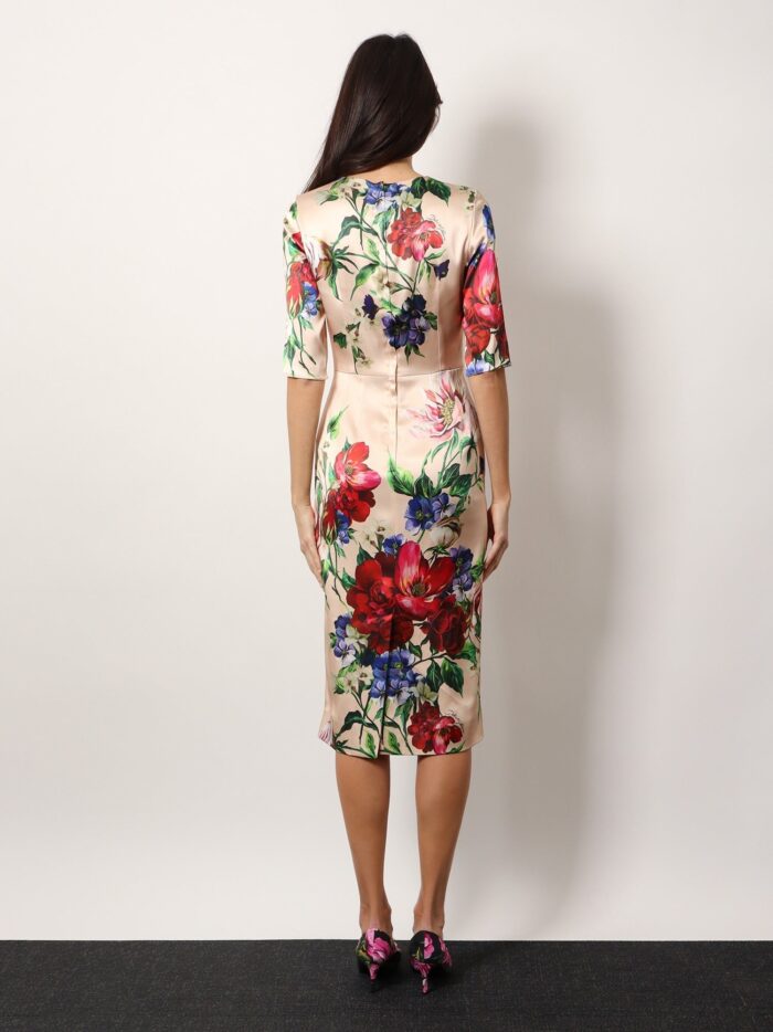 Dolce & Gabbana Satin Dress With Iconic Floral Print