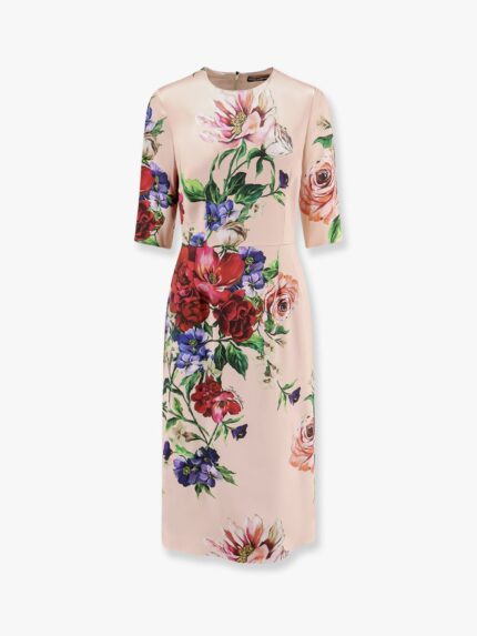 Dolce & Gabbana Satin Dress With Iconic Floral Print