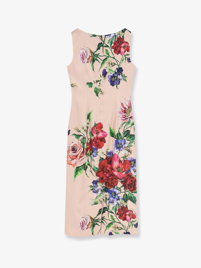Dolce & Gabbana Satin Longuette Dress With Fiori Print