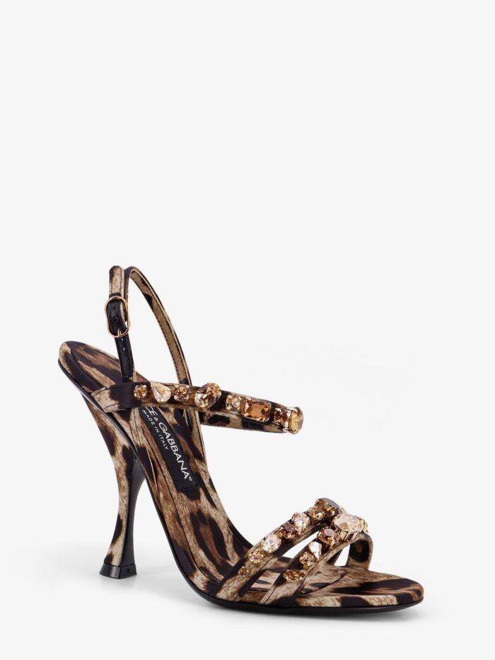 Dolce & Gabbana Satin Sandals With Animal Print