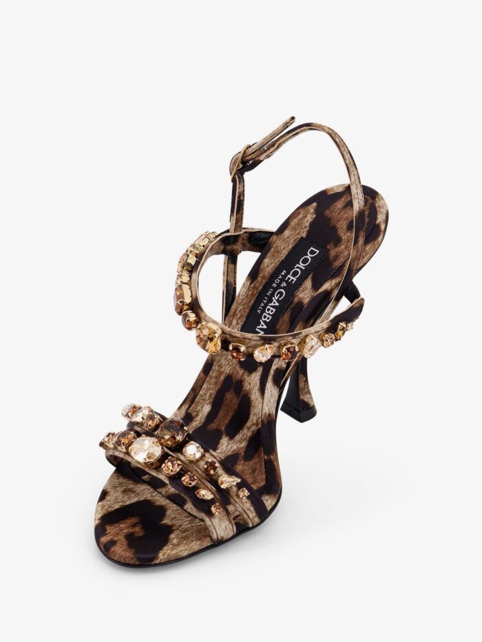Dolce & Gabbana Satin Sandals With Animal Print