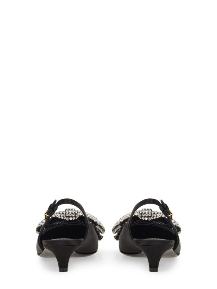 Dolce & Gabbana SATIN SLING-BACK WITH RHINESTONE EMBROIDERY