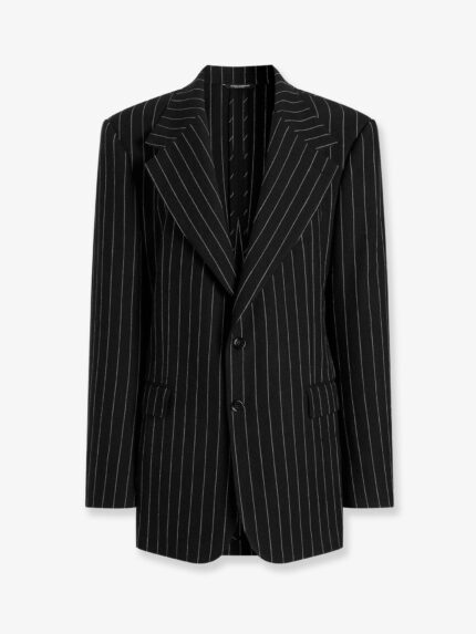 Dolce & Gabbana Sicilia Wool And Linen Blend Blazer With Pinstripe Pattern