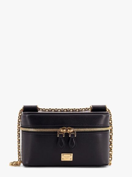 Dolce & Gabbana Sicily Leather Shoulder Bag With Metal Logo Tag