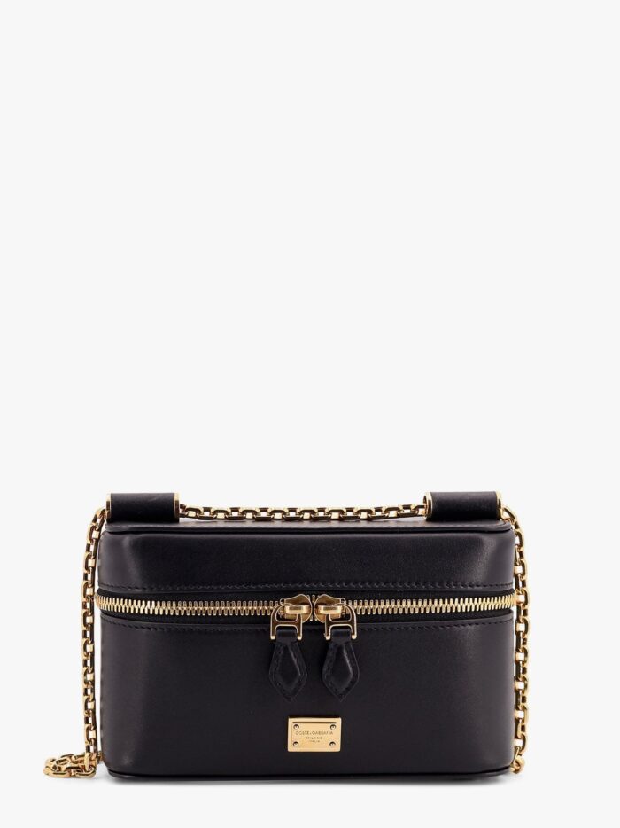 Dolce & Gabbana Sicily Leather Shoulder Bag With Metal Logo Tag