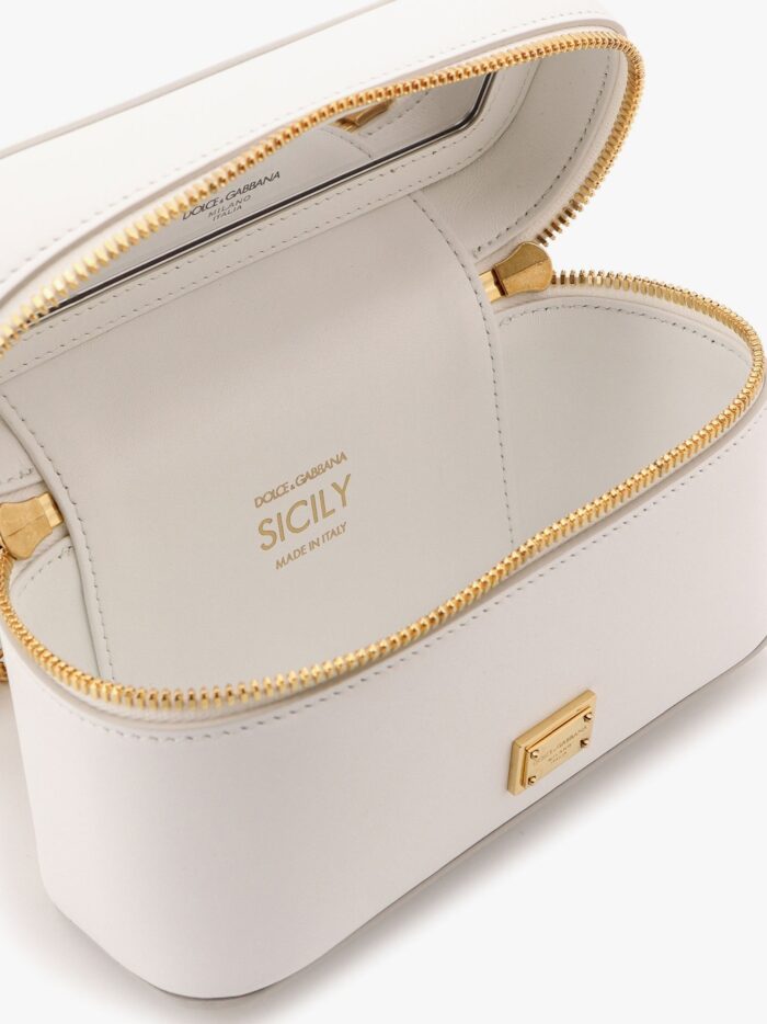 Dolce & Gabbana Sicily Leather Shoulder Bag With Metal Logo Tag