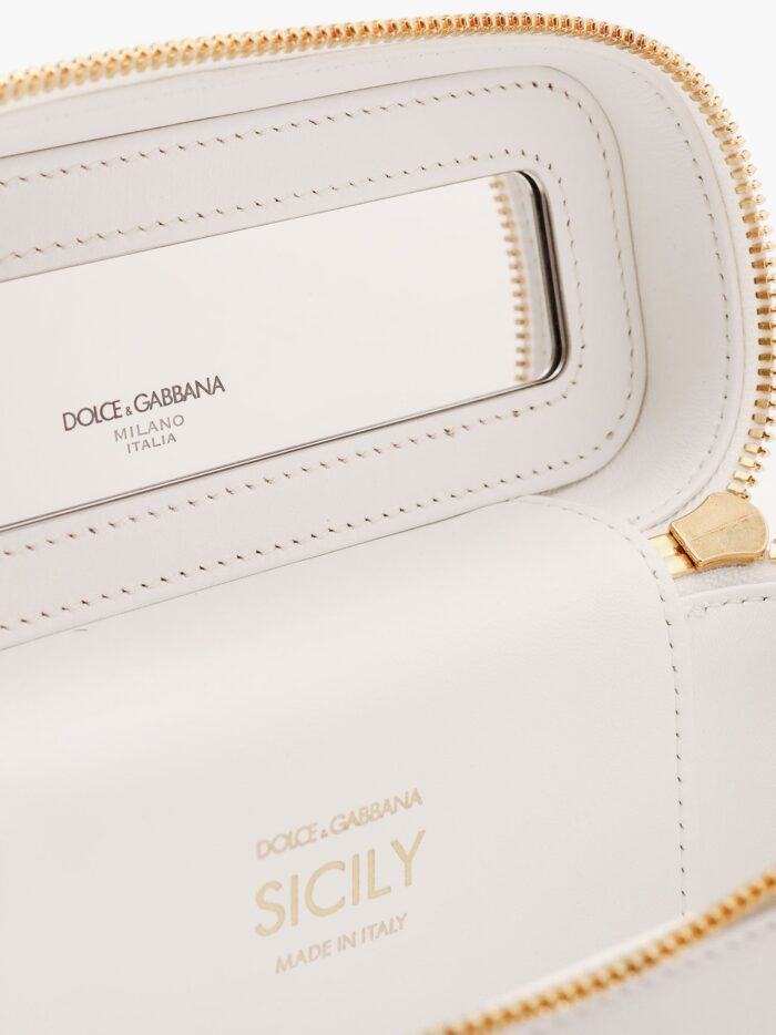 Dolce & Gabbana Sicily Leather Shoulder Bag With Metal Logo Tag