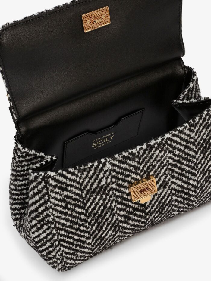 Dolce & Gabbana Sicily Medium Chevron Fabric Shoulder Bag