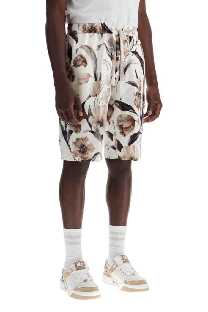 DOLCE & GABBANA Silk Bermuda Shorts With Floral Print Set