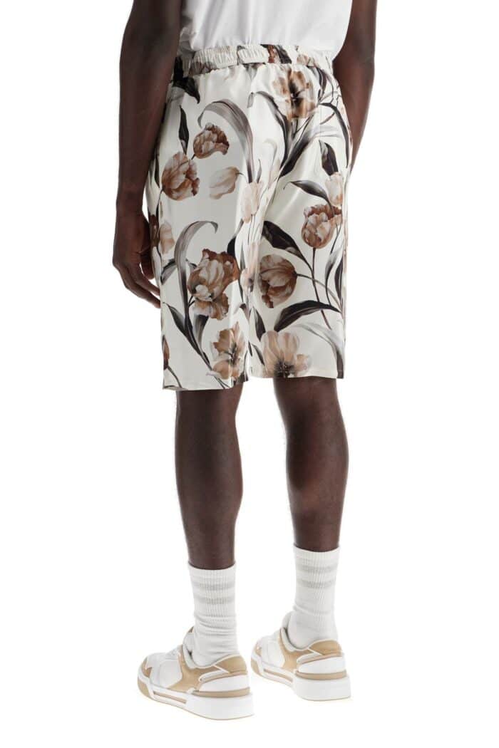 DOLCE & GABBANA Silk Bermuda Shorts With Floral Print Set