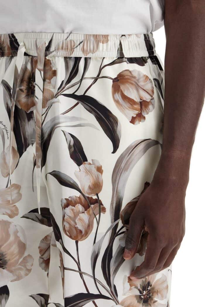 DOLCE & GABBANA Silk Bermuda Shorts With Floral Print Set