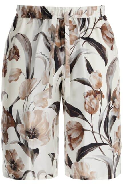 DOLCE & GABBANA Silk Bermuda Shorts With Floral Print Set