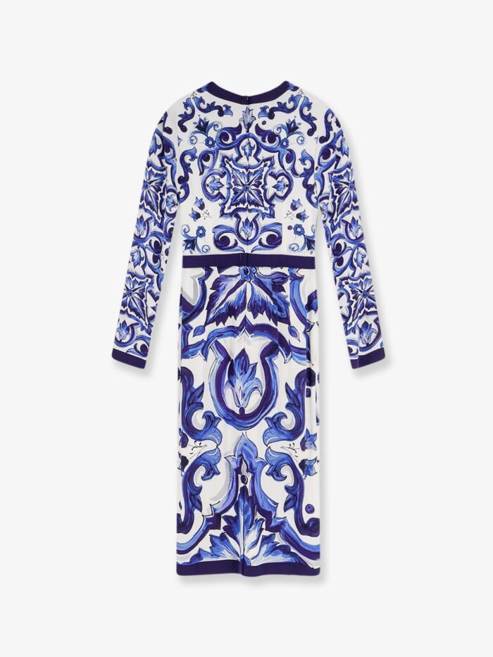 Dolce & Gabbana Silk Blend Dress With Maiolica Print