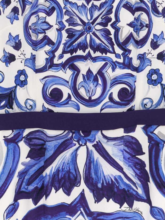 Dolce & Gabbana Silk Blend Dress With Maiolica Print