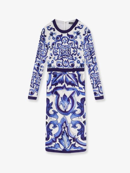 Dolce & Gabbana Silk Blend Dress With Maiolica Print