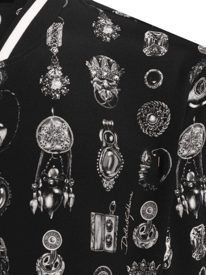 Dolce & Gabbana Silk Bomber With Icnic Print