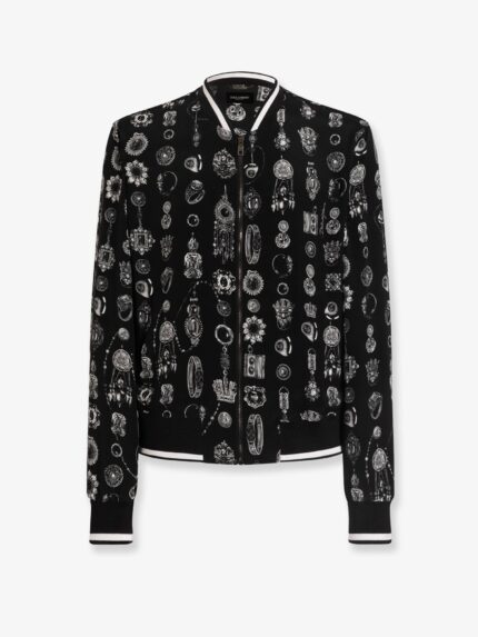 Dolce & Gabbana Silk Bomber With Icnic Print