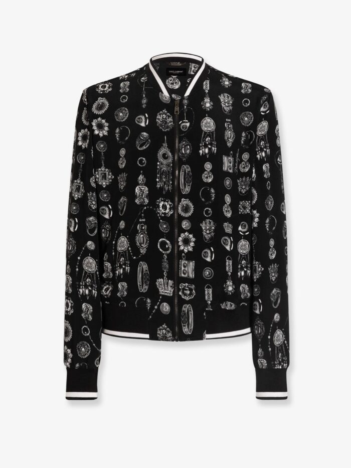Dolce & Gabbana Silk Bomber With Icnic Print