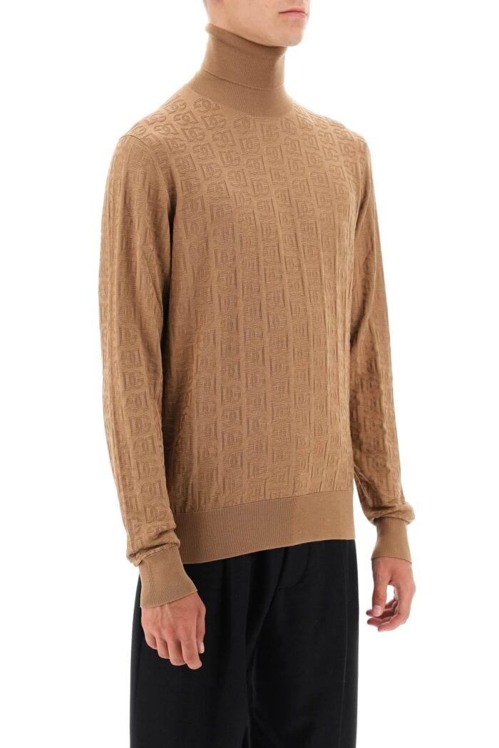 Dolce & Gabbana Silk Jacquard Turtleneck Pullover