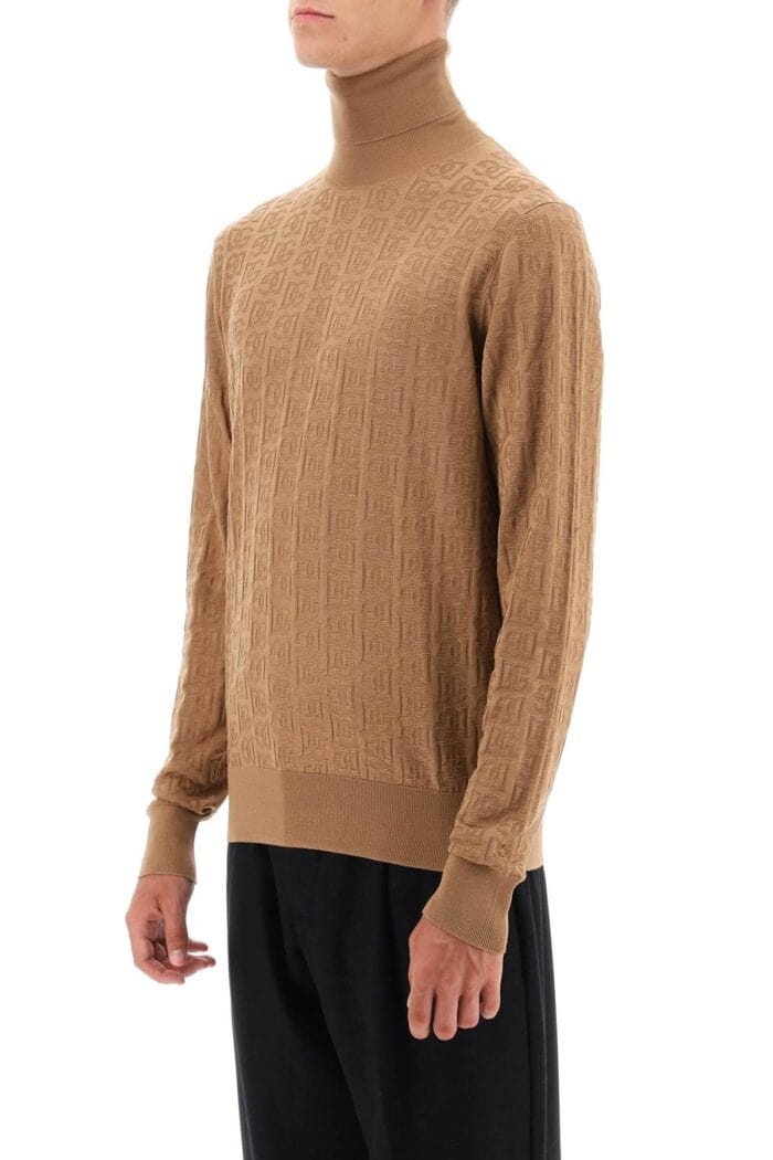 Dolce & Gabbana Silk Jacquard Turtleneck Pullover