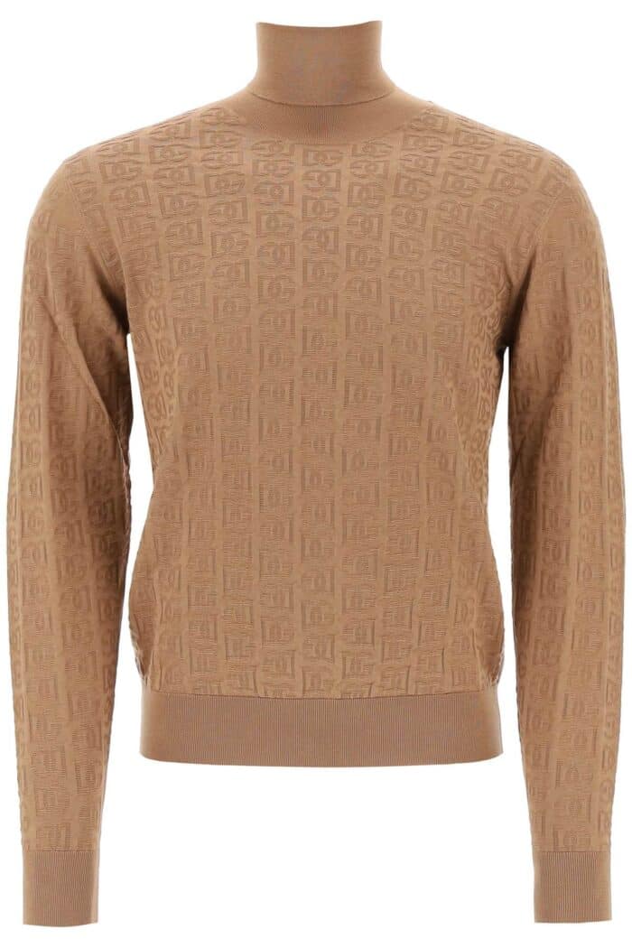 Dolce & Gabbana Silk Jacquard Turtleneck Pullover