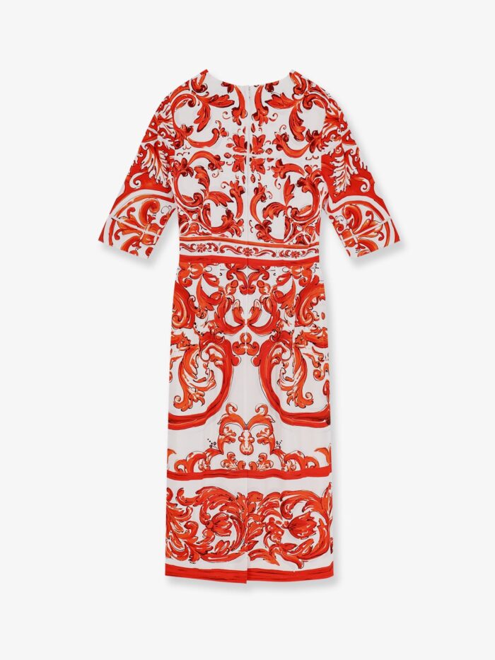 Dolce & Gabbana Silk Long Dress With Maiolica Print