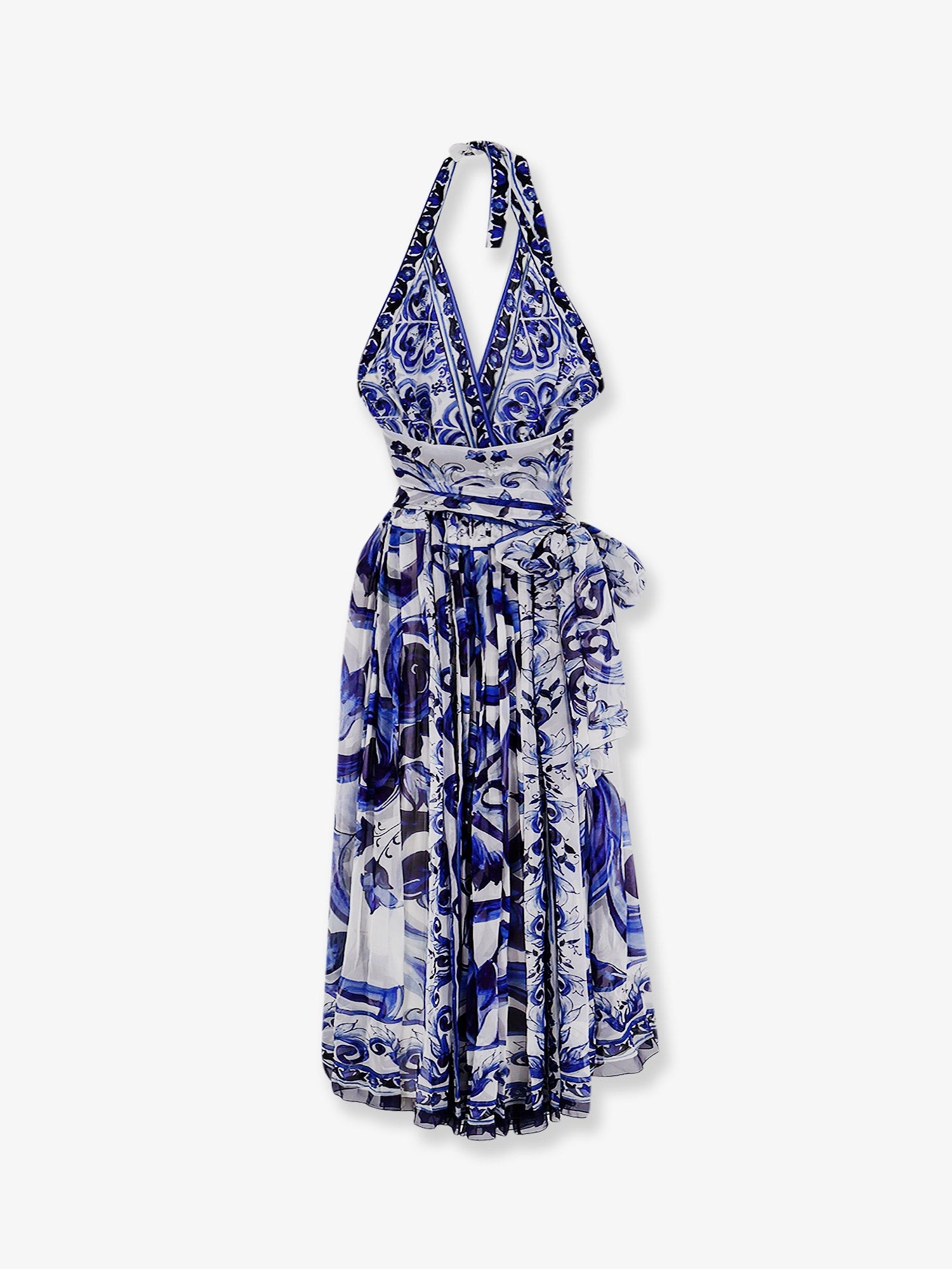 Dolce & Gabbana Silk Long Dress With Maiolica Print