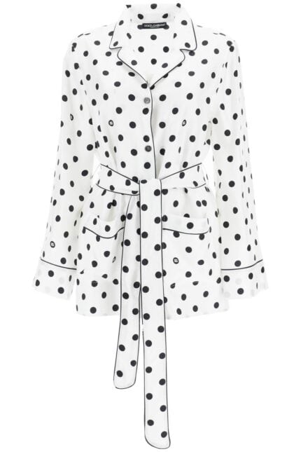 DOLCE & GABBANA Silk Polka Dot Pajama Shirt