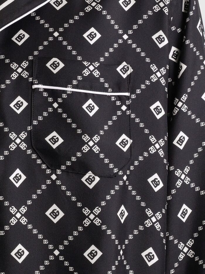 Dolce & Gabbana Silk Shirt With All-over Logo Print
