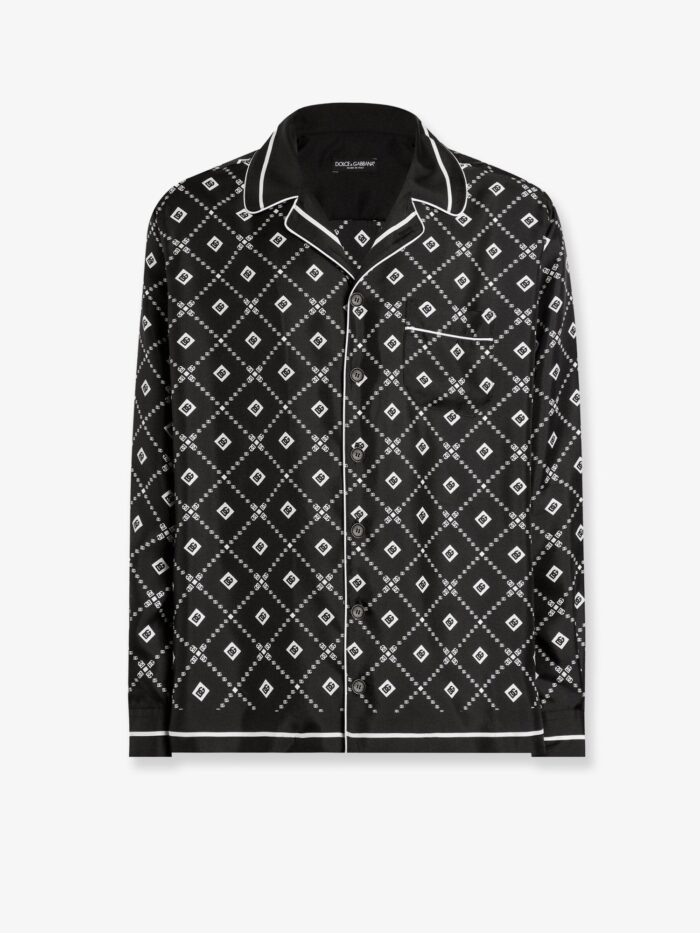 dolce & gabbana silk shirt with all over logo print Dolce & Gabbana Silk Shirt With All-over Logo Print